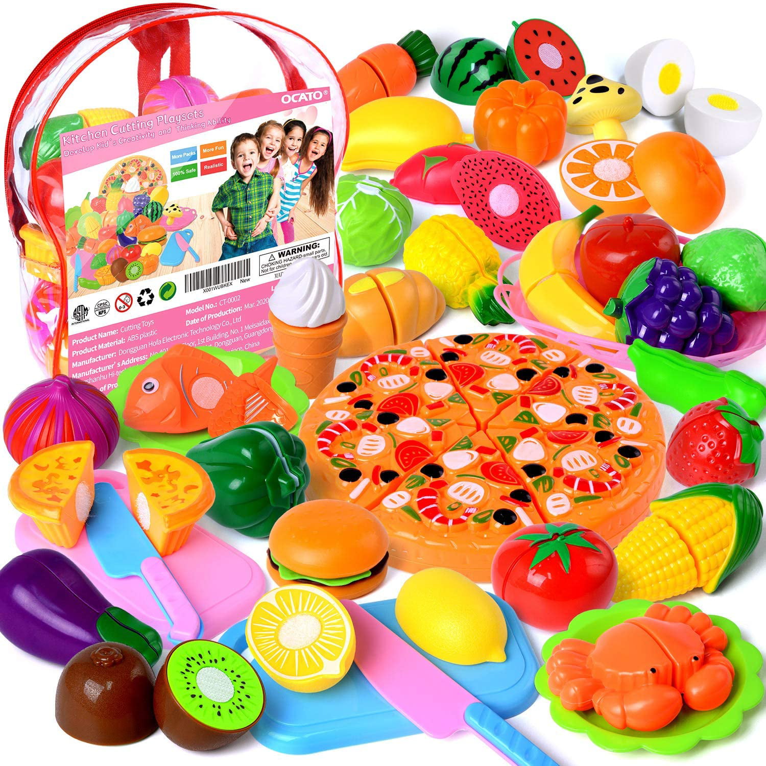 Kids Kitchen Pretend Toy Fruit Vegetable Food Cutting Set Farm Role Play US 