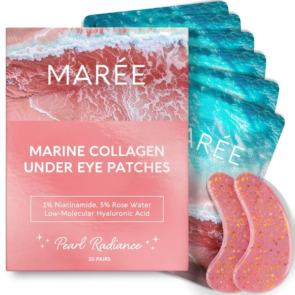 Almohadillas de gel para ojos MAREE Pink Marine Collagen para mujeres con ojos hinchados