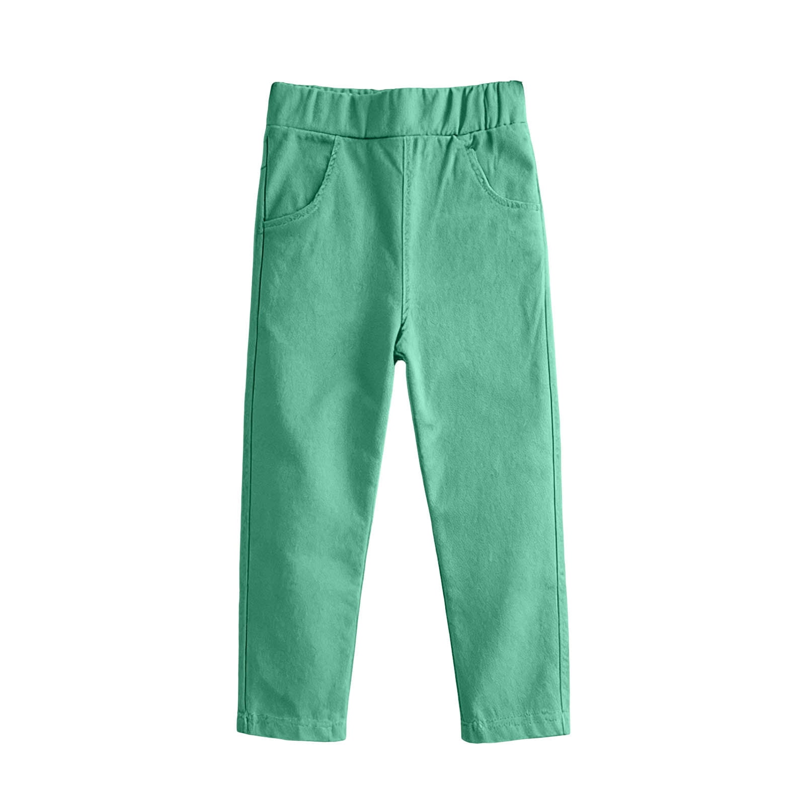 asjyhkr Toddler Clothes Casual Pants Kids Stretchy Waist Straight Leggings Loungewear Big Boys Girls Streetwear Pants(6-7 Years Green)