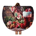 thumbnail image 1 of POGLIP 60 inch Round Beach Towel Blanket Red Christmas Advent Calendar and Santa Shoe on Rustic Travel Circle Circular Towels Mat Tapestry Beach Throw, 1 of 2