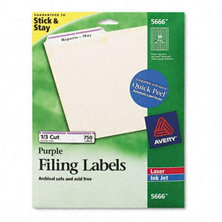 Avery 5666 Self-Adhesive Laser/Inkjet File Folder Labels- Purple Border ...