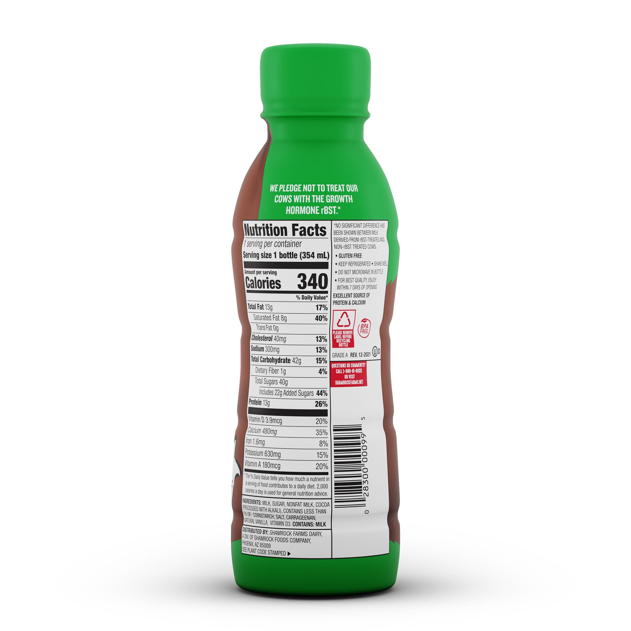 Shamrock Farms Whole, Chocolate Milk, 12oz Bottle