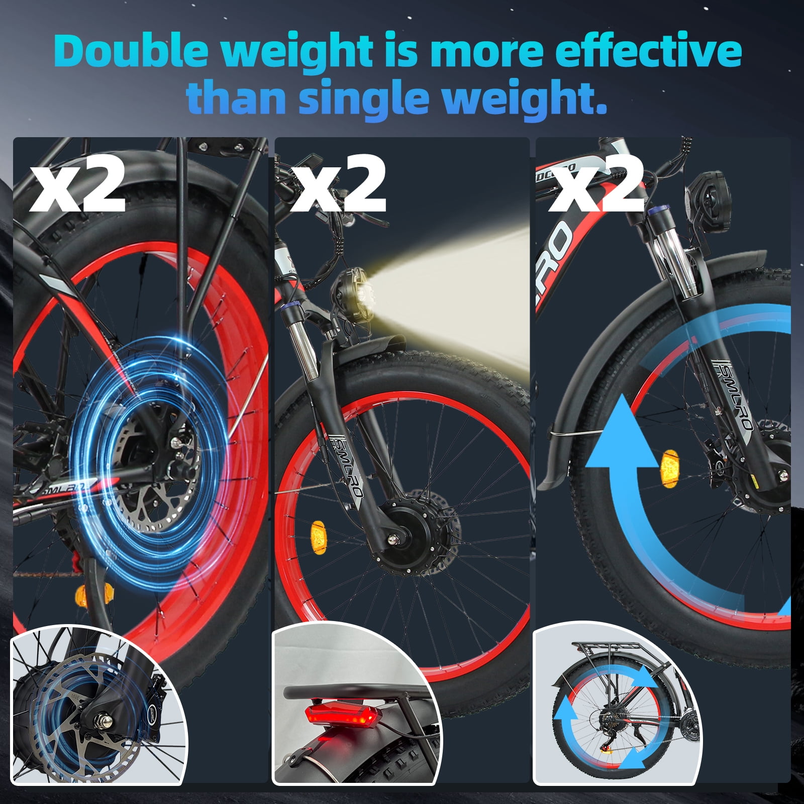 Electric Bike for Adults, 26x4.0 Fat Tire E-Mountain Bicycle, Peak 5000W Motor 52V-30Ah, Mountain Bike Beach Snow Ebike for Men, Red