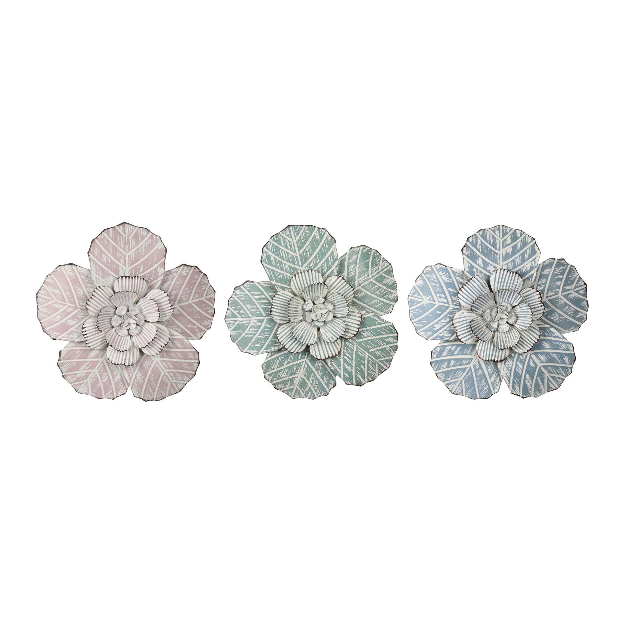 Stratton Home Decor Set of 3 Charming Flowers Metal Wall Decor