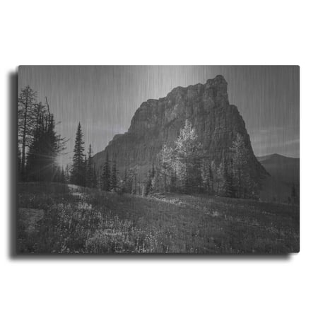 Luxe Metal Art 'Boulder Pass Glacier National Park BW' by Alan Majchrowicz,Metal Wall Art, 36"x24"