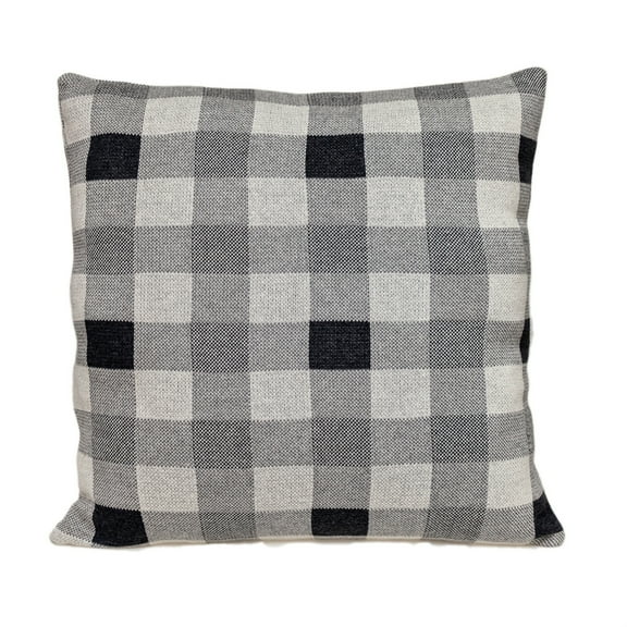 Parkland Collection Graham 20x20" Gingham Plaid Cotton Throw Pillow in Gray