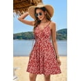 thumbnail image 3 of Womens' 2024 V Neck Floral/Solid Spaghetti Strap Summer Casual Swing Sundress with Pocket, 3 of 6