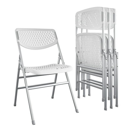COSCO Ultra Comfort Commercial XL Plastic Folding Chair, 300 lb. Weight Rating, Triple Braced, White, 4-Pack