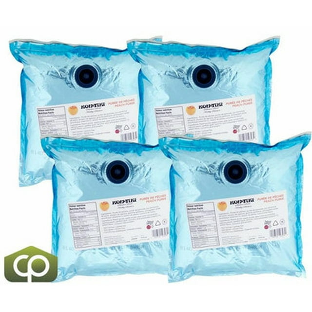 Kontiki Peach Puree in Pouch 3L/100 oz (4/Case) - Smooth and Convenient
