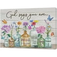 thumbnail image 2 of Farmhouse Bathroom Decor Wall Art Rustic Flowers Bathroom Pictures for Wall Colorful Floral Canvas Prints God Says You Are Modern Artwork Home Decoration for Bedroom Living Room 16"x12", 2 of 6