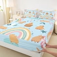 thumbnail image 3 of Castle Fairy Kids Teens Cartoon Capybara Twin Sheet Sets 3pcs,Kawaii Rainbow Twin Fitted Sheet Microfiber,Cute Flower Animal Breathable Flat Sheet,Super Cozy Room Decor, 3 of 7