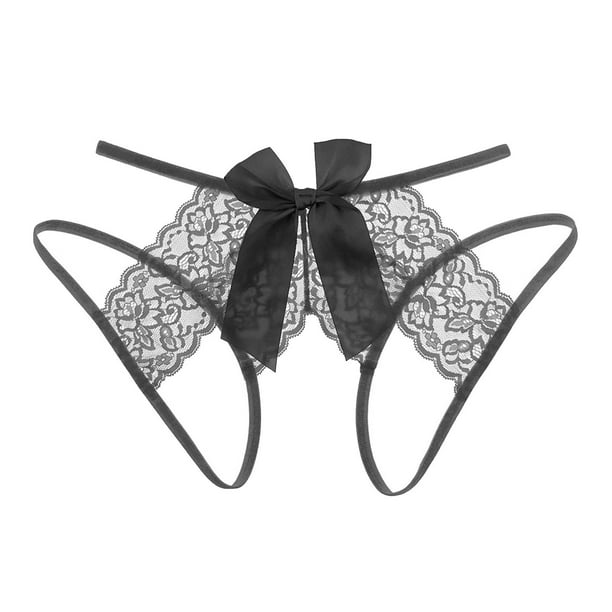QTBIUQ Lace Women Solid Comfort Underwear Skin Friendly Briefs Panty  Intimates Thong(Black,XL)