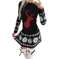 thumbnail image 2 of Tarmeek Christmas Dress,Ugly christmas Sweater Women's Casual Christmas Printed Round Neck Ruffle Hem Long Sleeve Dress Xmas Gifts for Women, 2 of 5