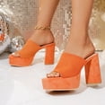 thumbnail image 5 of SACFOF Women's Chunky Platform Sandals Block Heel - Slip On Elastic Band Dressy Shoes Square Toe Comfort Soles, 5 of 6