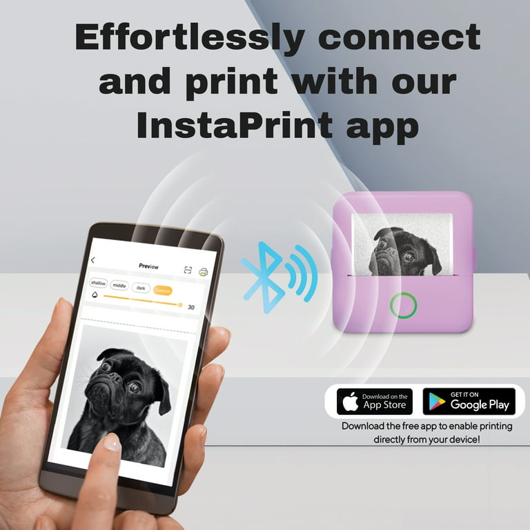 Wireless Mini Portable Thermal Printer & Label Maker + Paper, Android & iOS (Purple)
