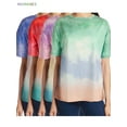 thumbnail image 6 of BadPiggies Women Gradient Colorful Short Sleeve T-Shirt Tie Dye Print Casual Round Neck Summer Loose Top (2XL, Blue), 6 of 6