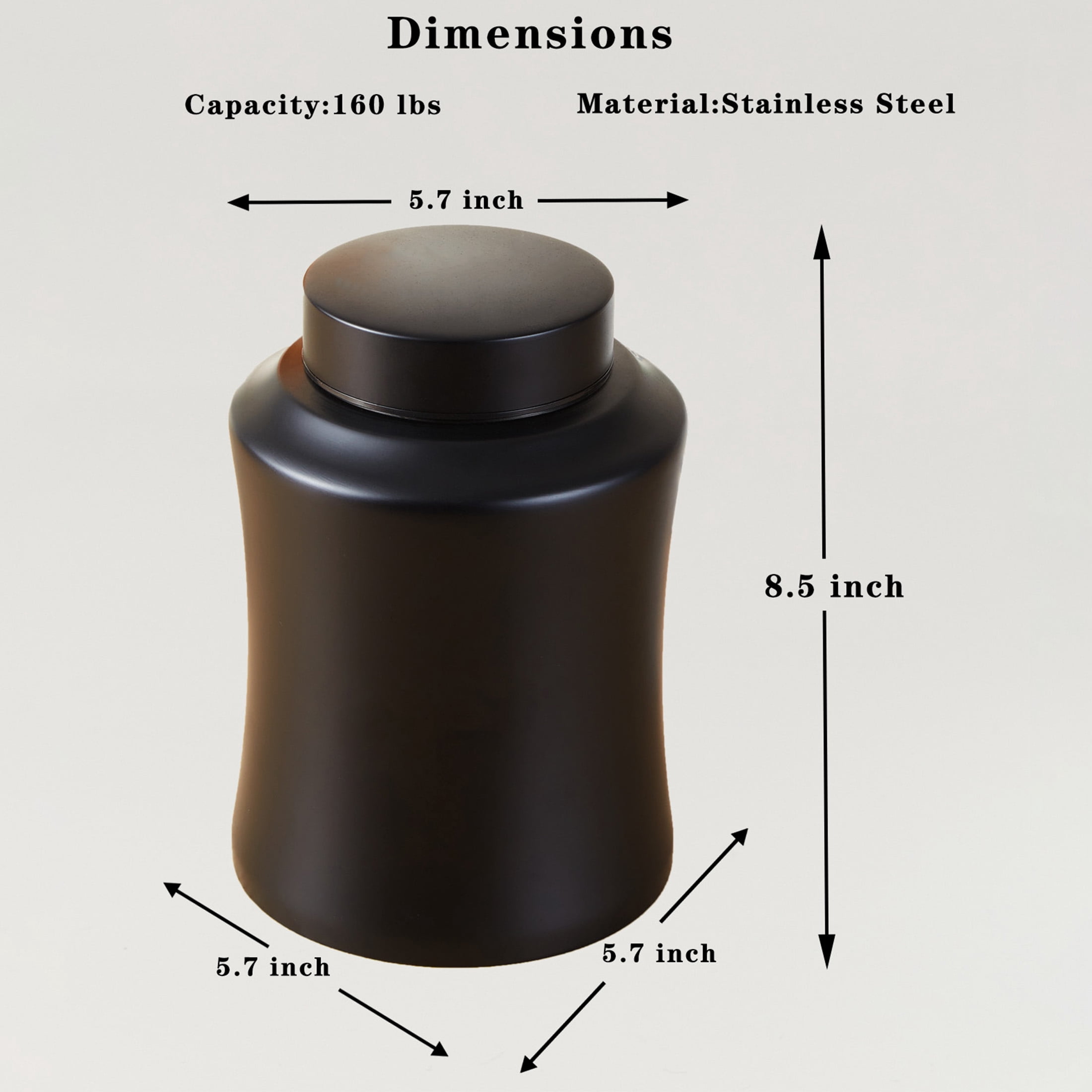 Urn for Ashes Adult Male/Female Black Large Cremation Urns for Man/Women Human Remains Ashes Stainless Steel Keepsake