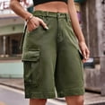 thumbnail image 2 of Sngxgn Women's High Waisted Rolled Hem Casual Ripped Casual Shorts(Green,L), 2 of 8