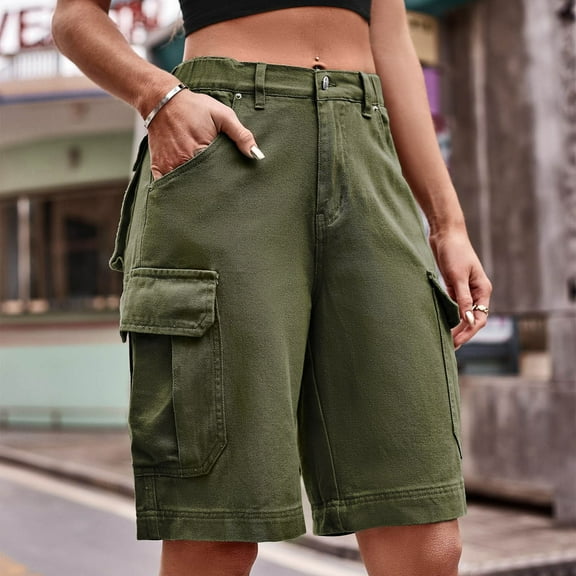 Baqcunre Jean Shorts Womens Women's Shorts Summer Casual Shorts Mid Waist Short Fashion Women Streetwear Workwear Denim Short Pants Jeans for Women Denim Shorts Women
