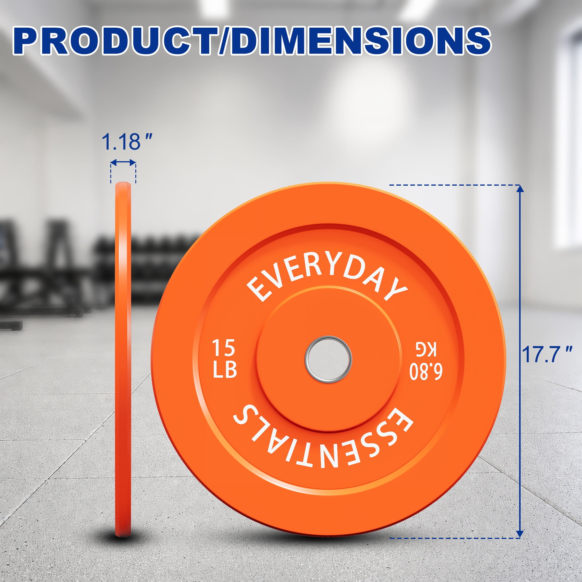 Sustainova 15 LB Olympic Bumper Plate Pair, Durable Rubber Weight Plates with 2-Inch Steel Insert, Low-Rebound Design for Home Gym and Strength Training