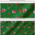 thumbnail image 2 of Soimoi Green Cotton Cambric Fabric Leaves & Ranunculus Floral Printed Craft Fabric by the Yard 56 Inch Wide, 2 of 7