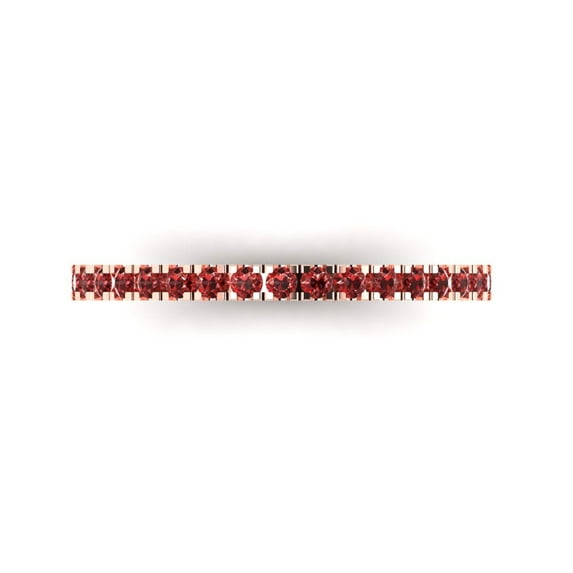 0.57 ct Brilliant Round Cut Natural Garnet 18K Rose Gold Stackable Band SZ 5