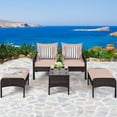 thumbnail image 4 of Patiojoy 5-Piece Patio Rattan Conversation Set Beige Cushioned Sofas and Ottoman Set with Table, 4 of 10
