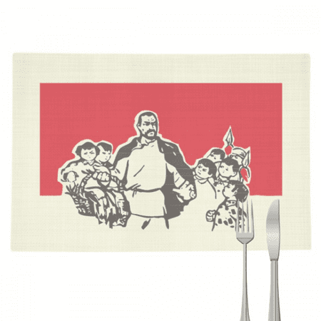 

China Red Education Propaganda Leader Placemat Pad Kitchen Woven Heat Resistant Cushion Rectangle