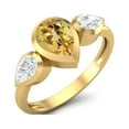 thumbnail image 2 of 1.25 Cts Bezel set Pear Citrine 925 Sterling Silver Gold Vermeil Three Stone Women Mother's Day Gifts Ring, 2 of 4