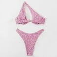 thumbnail image 4 of One Shoulder Swimsuits for Women 2 Piece Floral Bathing Suit Underwire Bikini Top with Thong Bottoms Cheeky Swimwear, Watermelon Red, L, 4 of 6