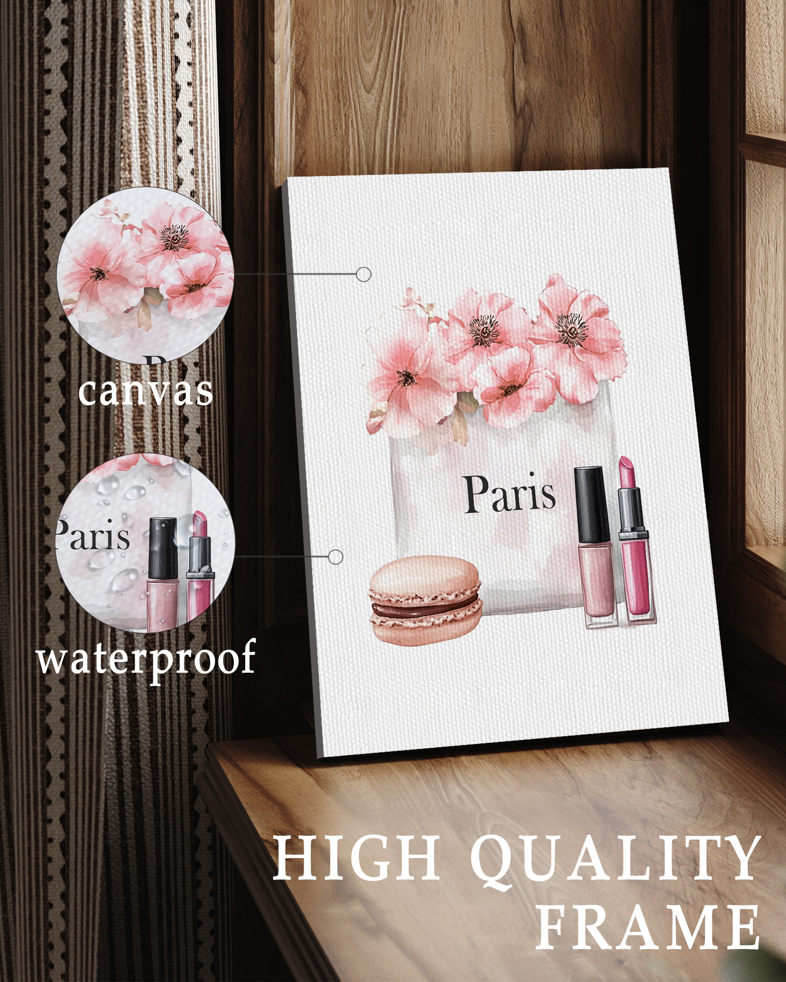 Drsoum Glam Pink Fashion Woman Wall Art, 4-Piece Set photo 4