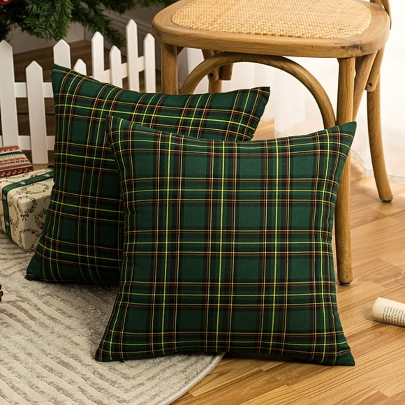 Fundas de almohada decorativas AQOTHES 45 x 45 cm, diseño navideño a cuadros