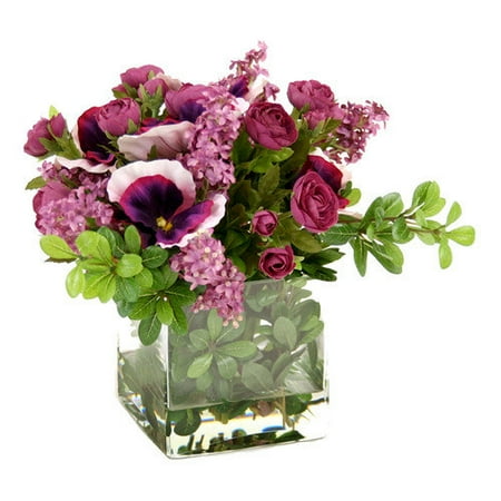 Distinctive Designs Silk Flower Mix in Glass