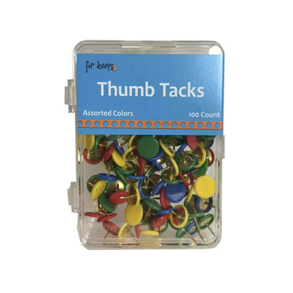 100 Count Thumb Tacks in Assorted Colors