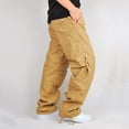 thumbnail image 4 of WREESH Men's Cargo Pants Solid Multi-Pocket Washed Overalls Outdoor Casual Pants Trousers Khaki, 4 of 9