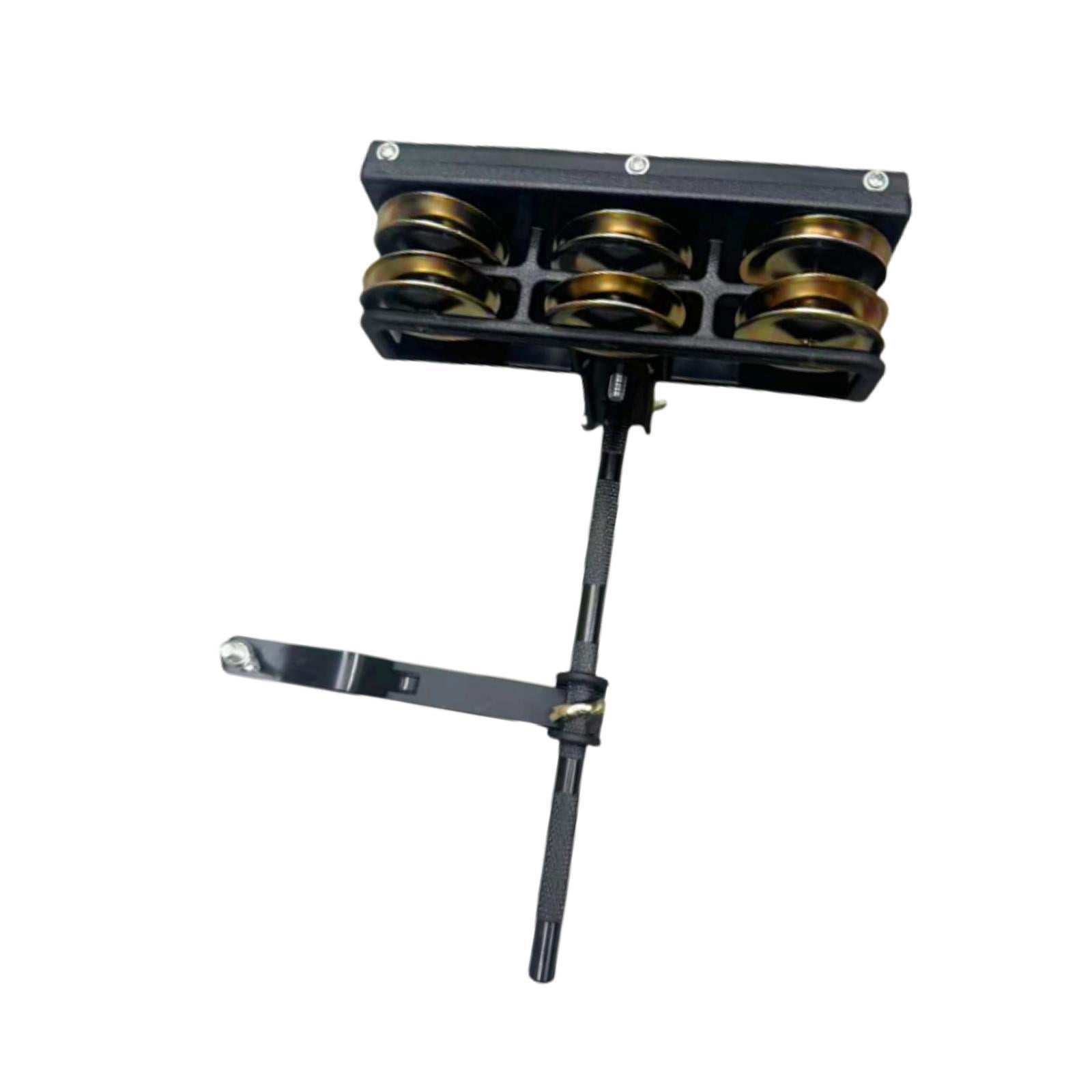 LeeQinersw Double Row Tambourine with Fixing Rod and Clip Mountable Tambourine for Drummers Golden Bell plate