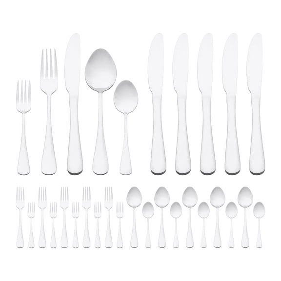 REGALWOVEN 30 Piece Stainless Steel Flatware Set Mirror Polished Cutlery with Spoons Forks Kitchen Tableware for Dining Serving Silver 30