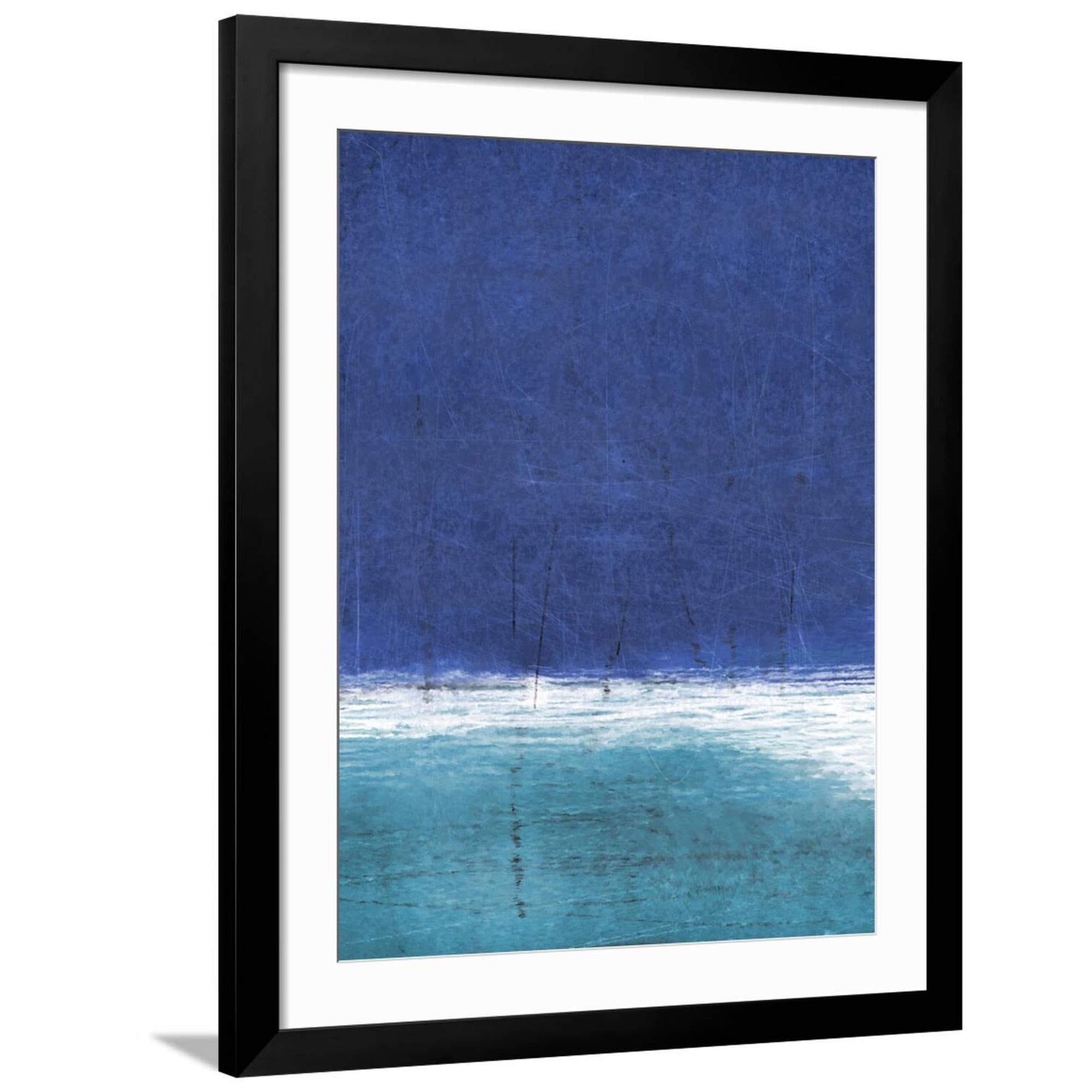 Art.com Blue and Turquoise Abstract Art Painting Art Print Black Frame Wall Art 32 x 40