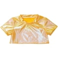 thumbnail image 3 of TiaoBug Kids Girls Shiny Metallic Short Sleeve Crew Neck Tee Shirt Hip Hop Jazz Ballet Dance Crop Top Yellow 7-8, 3 of 7