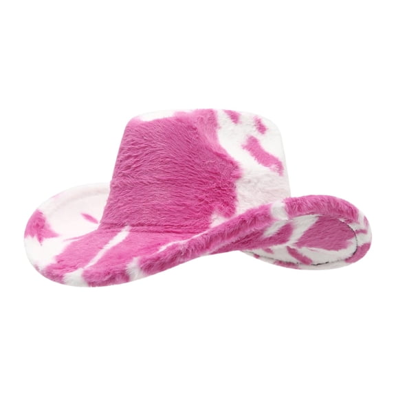 AJGRHE Women's Cowboy Hat, Cow Print Western Style, Stylish Warm, Party Cowgirl Hat, Vacation Model Hot Pink One Size