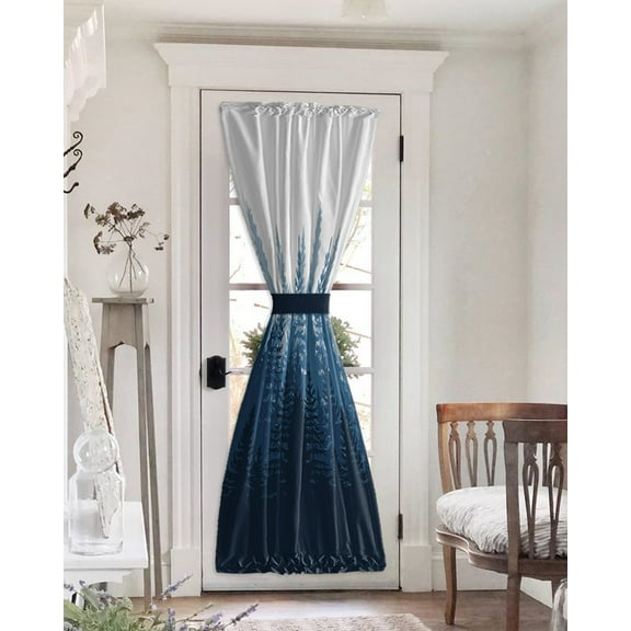 Modern Forest Blue, Blackout Curtains, French Door Curtains for Door Window, Gradient Aesthetics Color Decor Privacy Drapery for Patio/Sidelight Doors, 1 Panel with Tieback, 25 x 72 Inches