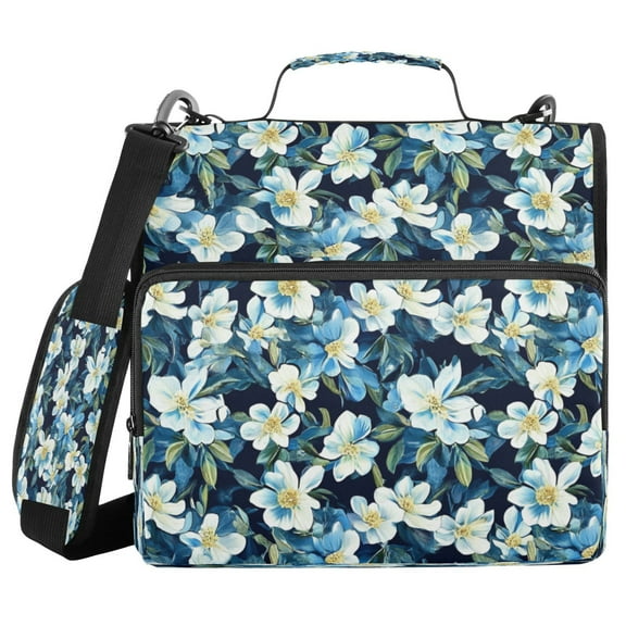 YAZAOO Zipper Binder trapper keeper Documents Organized Design Serene Blue Floral Garden Printed
