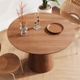thumbnail image 2 of PORKISS Round Dining Table, Wood Kitchen Table for 4, Farmhouse Table for Kitchen, Dining Room, Walnut, 2 of 8