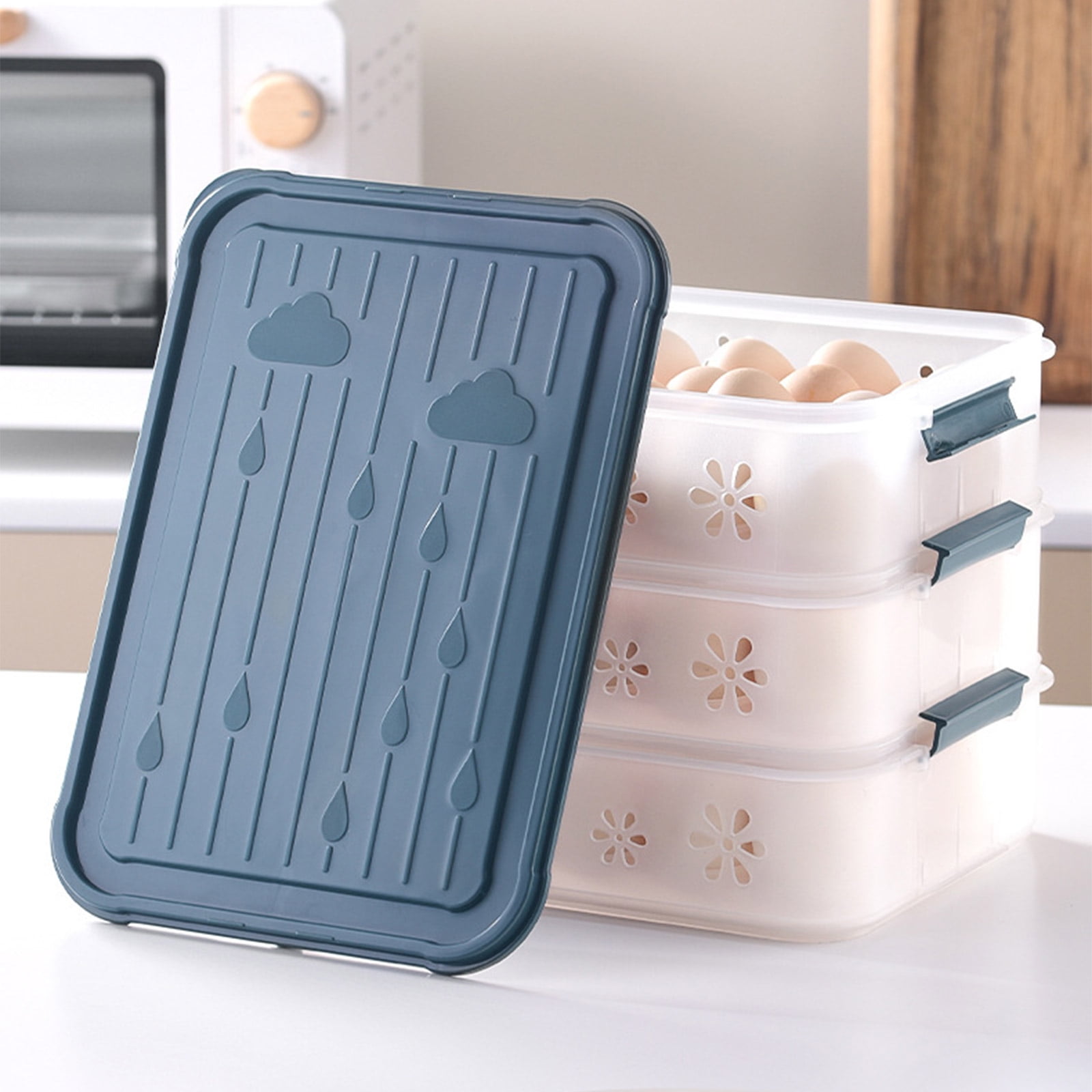 24/48 Grid Egg Container for Refrigerator Stackable Egg Storage Tray Organizer