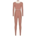 thumbnail image 4 of Hansber Women's Rhinestone Long Sleeve Gymnastics Leotard Ballet Dance Unitard Full Bodysuit Figure Ice Skating Jumpsuit Coffee L, 4 of 5