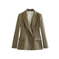 thumbnail image 7 of Autumn new European and American style women's double-breasted slim blazer top for women - SoftRed - XS, 7 of 7