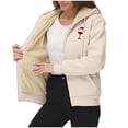 thumbnail image 3 of Sentmoon Vestes pour Femmes Grande Taille en Molleton avec Imprimé Chandails en Molleton Manches Longues à Capuche Col Automne et Hiver Chaud pour Randonnée et Escalade Beige G, 3 of 9