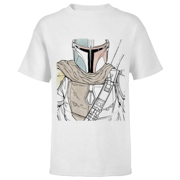 Star Wars The Mandalorian Muted Warrior - Short Sleeve T-Shirt for Kids - Customized-White