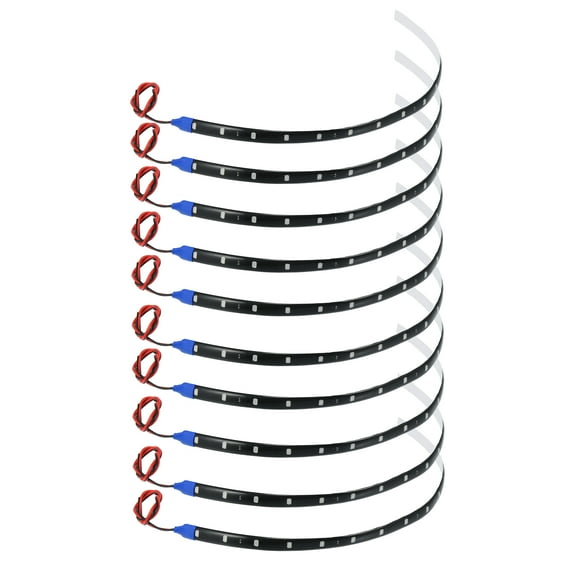10 Pcs Universal Interior LED Strip Light 12V Flexible Waterproof Underglow Lights for Vehicles Motorcycles Blue Light