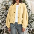 thumbnail image 2 of LWavelet Textured Knit Button Front Blouson Jacket Women Stylish Fall Casual Lightweight Oversized Outerwear Yellow M, 2 of 6